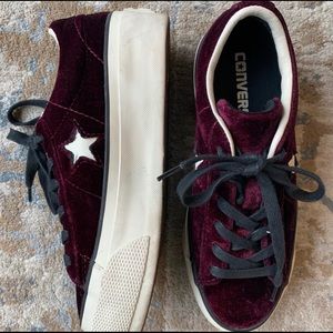 Converse Women’s Burgundy Velvet Platform